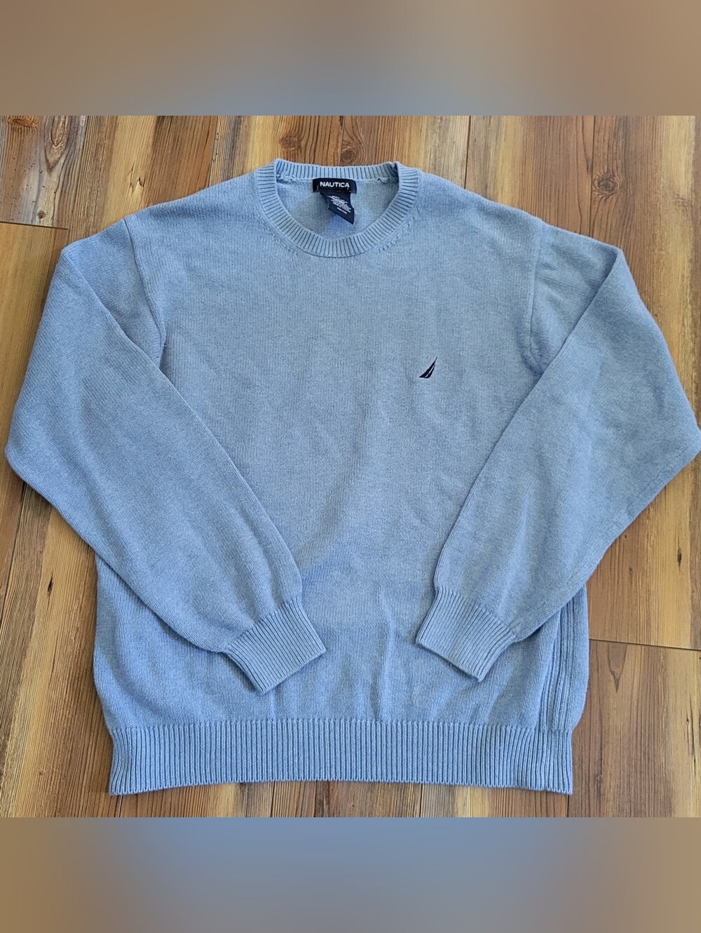 Nautica Mens Size Large 100% Cotton Coastal Blue Sweater